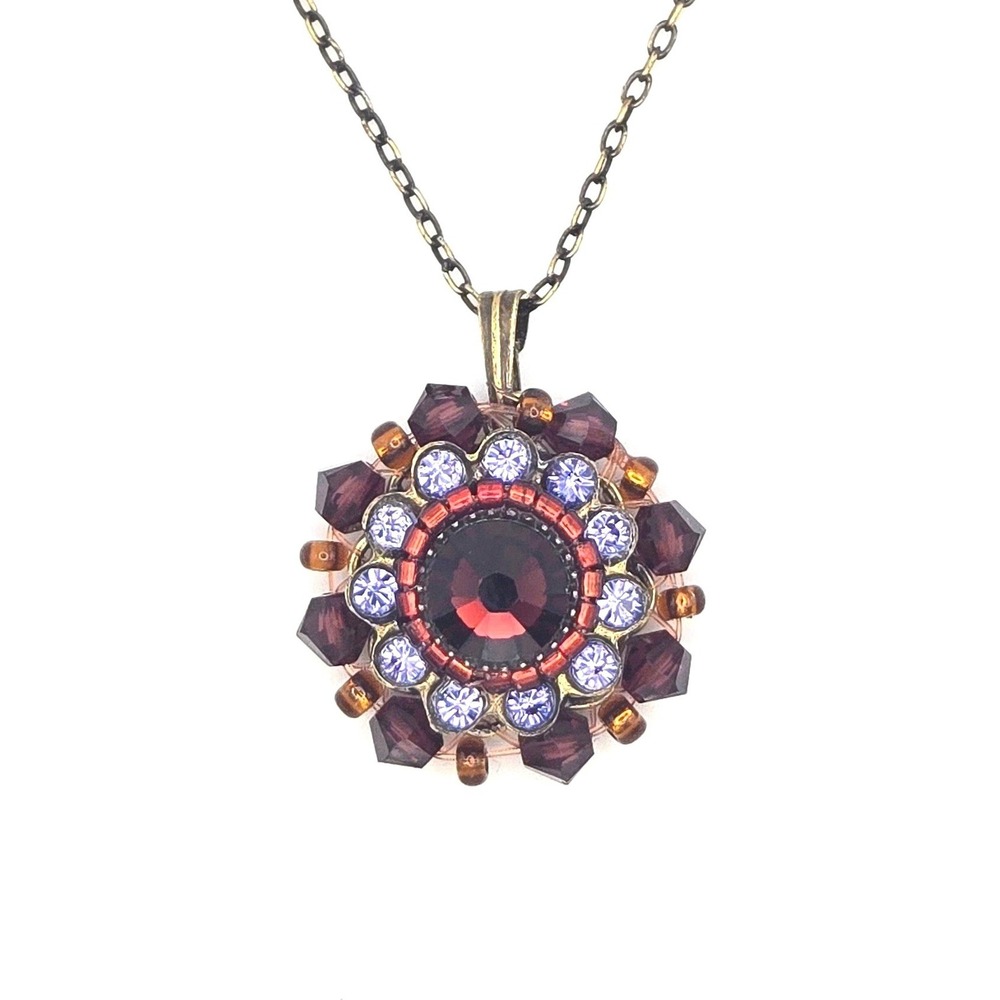 Konplott by Miranda Ko Multilayer Pendant Necklace Beaded Red Purple Bronze Tone